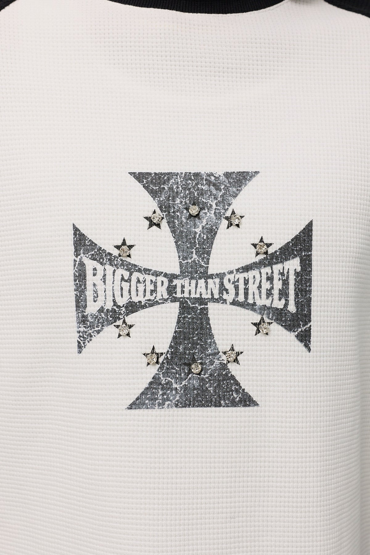 DND Waffle Longsleeve front print and rhinestone detail